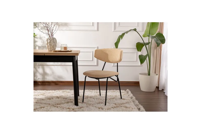 Spisestol Sanroman Beige / Svart - Beige / Svart - Møbler - Stoler - Spisestuestoler & kjøkkenstoler