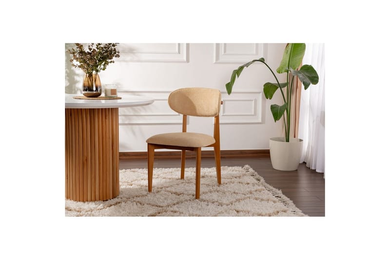 Spisestol Sanroman Classic Beige / Mørk Eik - Beige / Mørk Eik - Møbler - Stoler - Spisestuestoler & kjøkkenstoler