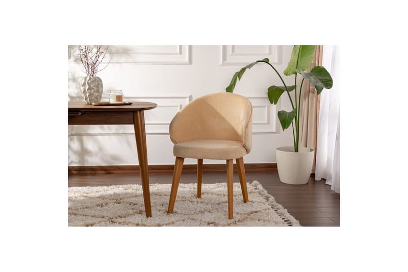 Spisestol Sanroman Classic Beige / Mørk Eik - Beige / Mørk Eik - Møbler - Stoler - Spisestuestoler & kjøkkenstoler