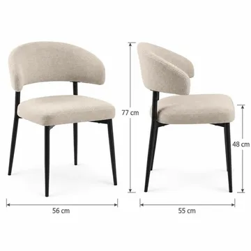 Spisestol Sawako - Beige/svart - Møbler - Stoler - Spisestuestoler & kjøkkenstoler