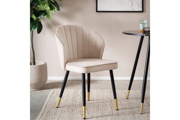 Spisestuestol Wohnling fløyelstrukket med metallben, moderne loftstil Beige - Beige - Møbler - Stoler - Spisestuestoler & kjøkkenstoler