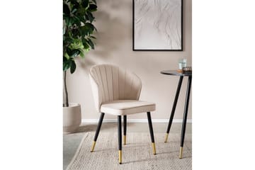 Spisestuestol Wohnling fløyelstrukket med metallben, moderne loftstil Beige - Beige - Møbler - Stoler - Spisestuestoler & kjøkkenstoler