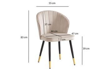Spisestuestol Wohnling fløyelstrukket med metallben, moderne loftstil Beige - Beige - Møbler - Stoler - Spisestuestoler & kjøkkenstoler