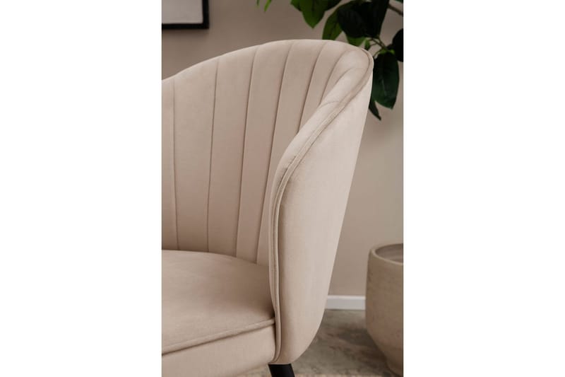 Spisestuestol Wohnling fløyelstrukket med metallben, moderne loftstil Beige - Beige - Møbler - Stoler - Spisestuestoler & kjøkkenstoler