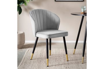Spisestuestol Wohnling fløyelstrukket med metallben, moderne loftstil Grå - Grå - Møbler - Stoler - Spisestuestoler & kjøkkenstoler