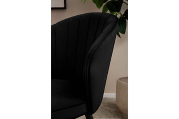 Spisestuestol Wohnling fløyelstrukket med metallben, moderne loftstil Svart - Svart - Møbler - Stoler - Spisestuestoler & kjøkkenstoler