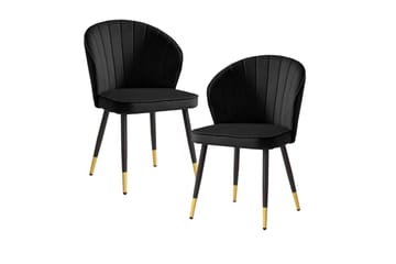 Spisestuestol Wohnling fløyelstrukket med metallben, moderne loftstil Svart - Svart - Møbler - Stoler - Spisestuestoler & kjøkkenstoler