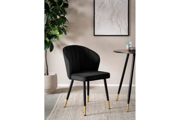 Spisestuestol Wohnling fløyelstrukket med metallben, moderne loftstil Svart - Svart - Møbler - Stoler - Spisestuestoler & kjøkkenstoler