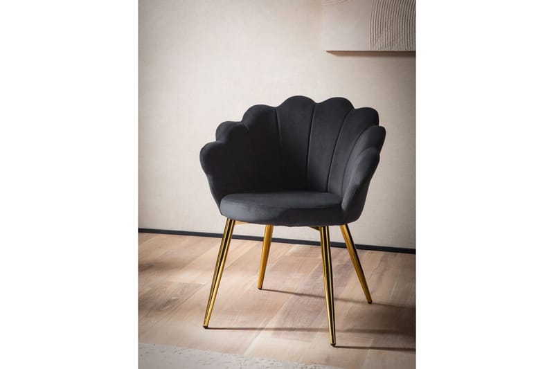 Spisestuestol Wohnling tulipanfløyel polstret, moderne loftstil Svart - Svart - Møbler - Bord - Spisegruppe