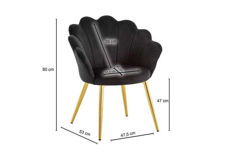 Spisestuestol Wohnling tulipanfløyel polstret, moderne loftstil Svart - Svart - Møbler - Bord - Spisegruppe