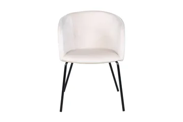 Berit Lenestol Fløyel med Armlener - Hvit/Svart - Møbler - Stoler - Spisestuestoler & kjøkkenstoler