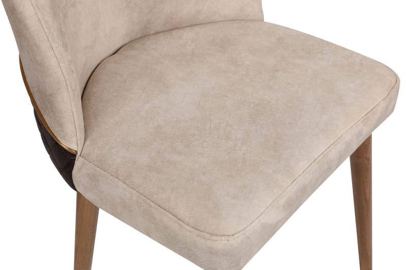 Berriaren Spisestol i Fløyel med Trebein - Lys Beige - Møbler - Stoler - Spisestuestoler & kjøkkenstoler