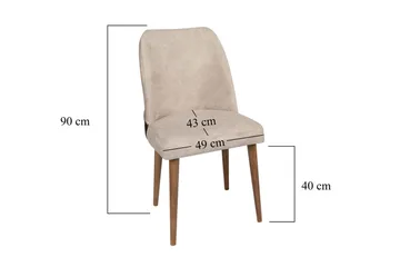 Berriaren Spisestol i Fløyel med Trebein - Lys Beige - Møbler - Stoler - Spisestuestoler & kjøkkenstoler