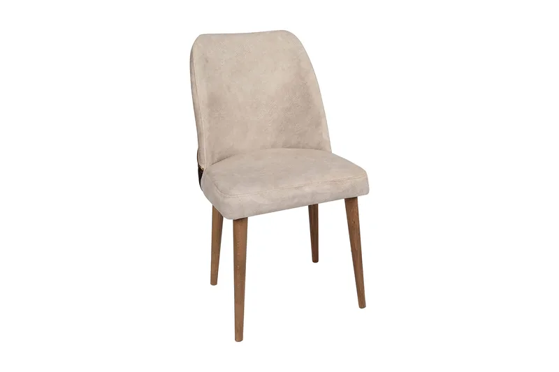 Berriaren Spisestol i Fløyel med Trebein, Lys Beige