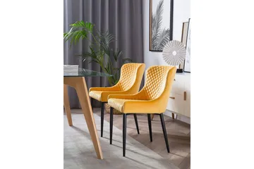 Colino Stol 2-pk Fløyel - Gul - Møbler - Stoler - Spisestuestoler & kjøkkenstoler