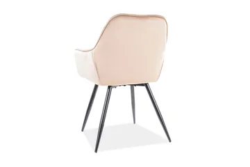 Eiber Karmstol - Fløyel/Beige/Svart - Møbler - Stoler - Spisestuestoler & kjøkkenstoler