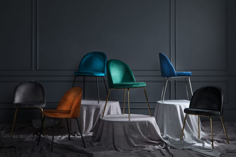 Felipe Spisestol Fløyel - Grå/Gull - Møbler - Stoler - Spisestuestoler & kjøkkenstoler