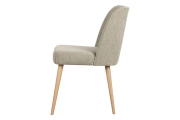 Forcea Spisestol i Bouclé med Trebein - Beige - Møbler - Stoler - Spisestuestoler & kjøkkenstoler