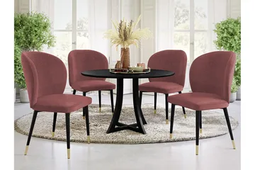 Glenarm Spisestol i Fløyel med Metallfinish - Gammelrosa - Møbler - Stoler - Spisestuestoler & kjøkkenstoler