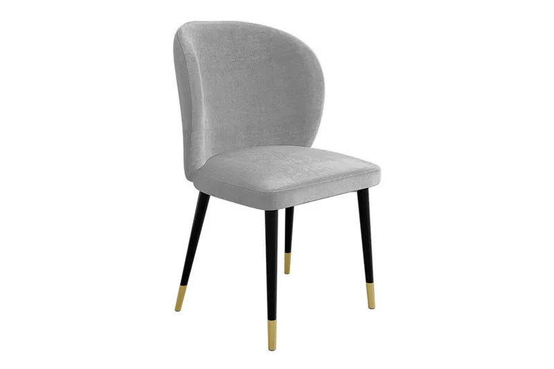 Glenarm Spisestol i Fløyel med Metallfinish, Lysgrå