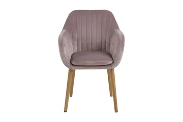 Karmstol Emilia Fløyel - Eik/Rosé - Møbler - Stoler - Spisestuestoler & kjøkkenstoler