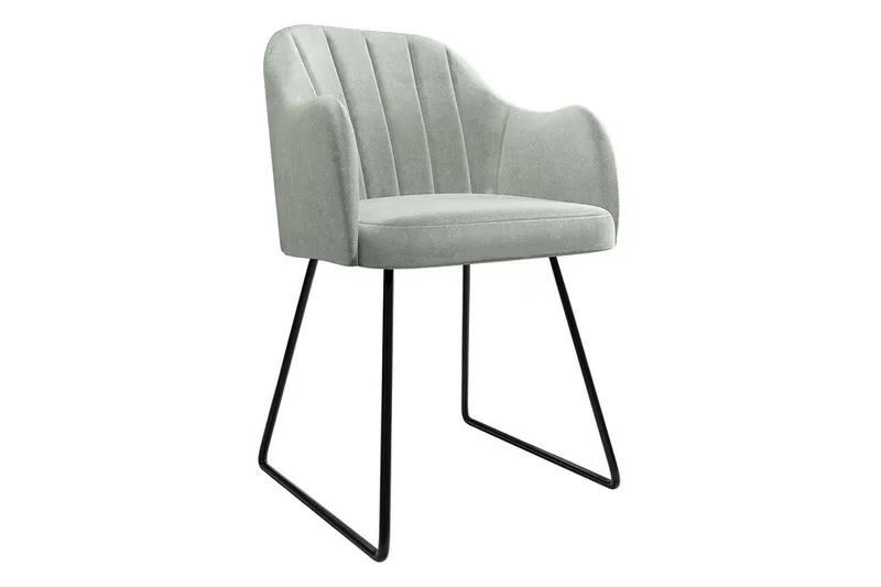 Kintore Spisestol & Kjøkkenstol Trukket i Velur med Metallben, Lysegrønn