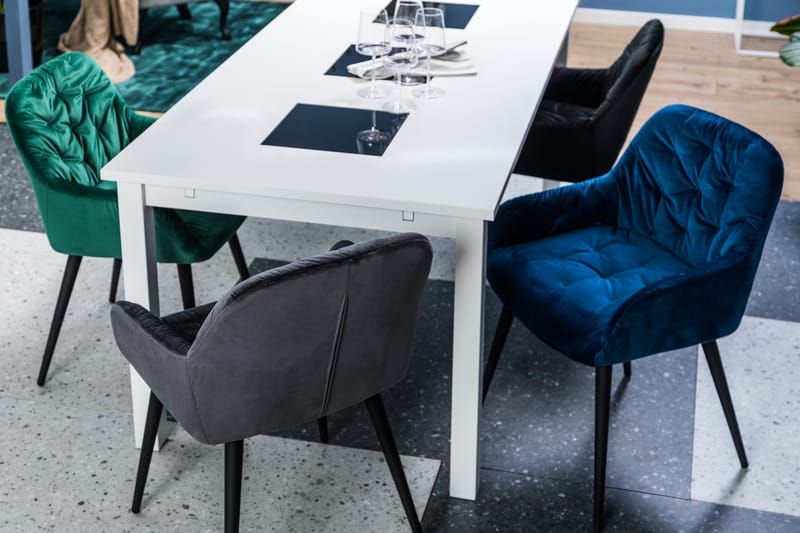 Kjøkkenstol Khloe Fløyel - Blå|Svart - Spisestuestoler & kjøkkenstoler - Karmstol