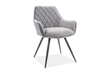 Linsea Karmstol - Fløyel/Grå - Møbler - Stoler - Spisestuestoler & kjøkkenstoler