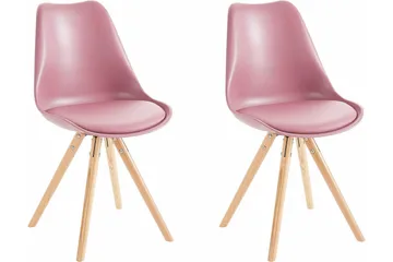 Malik Spisestol 2-pk - PU/Rosa/Eik - Møbler - Stoler - Spisestuestoler & kjøkkenstoler