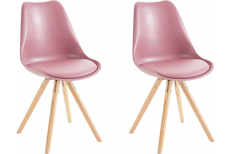 Malik Spisestol 2-pk, PU/Rosa/Eik