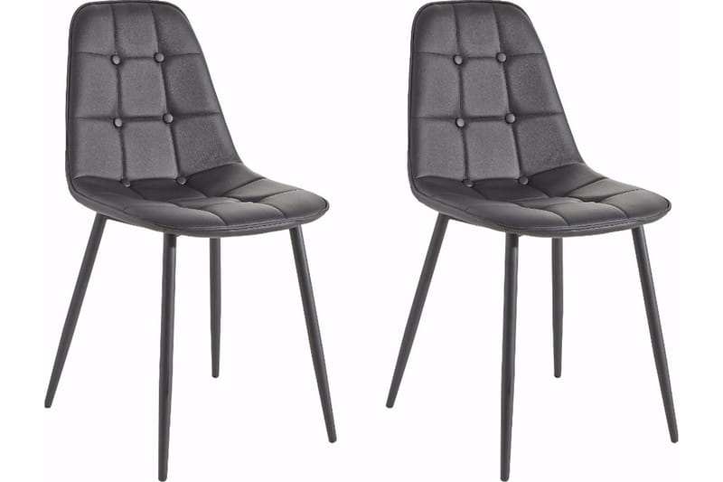 Mireio Kjøkkenstol Kunstlær 2-pk, Svart/Metall