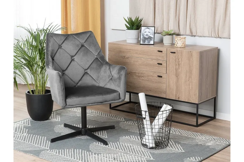 Najor Stol Fløyel - Grå - Møbler - Stoler - Spisestuestoler & kjøkkenstoler