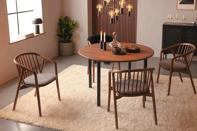 Noira Spisestol med Armlener - Valnøtt / Brun - Møbler - Stoler - Spisestuestoler & kjøkkenstoler