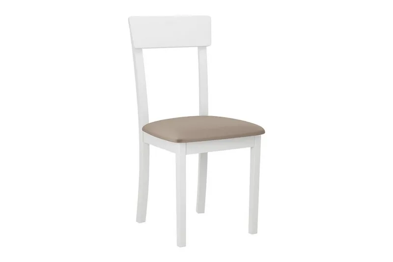 Patrickswell Spisestol i Tre med Bred Ryggbøyle og Trukket Sete, Hvit|Beige