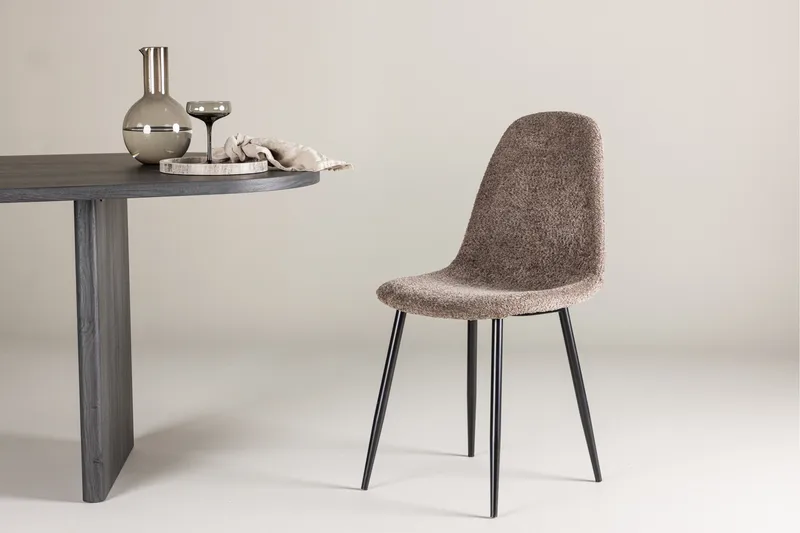 Polar Spisestol i Bouclé med Metallben - Taupe - Møbler - Stoler - Spisestuestoler & kjøkkenstoler