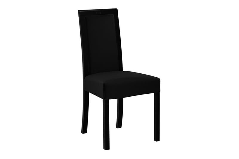 Rowden Spisestol i Stoff med Trebein, Svart