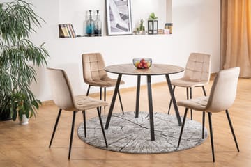 Spisestol Avliza - Fløyel/Beige/Svart - Møbler - Stoler - Spisestuestoler & kjøkkenstoler