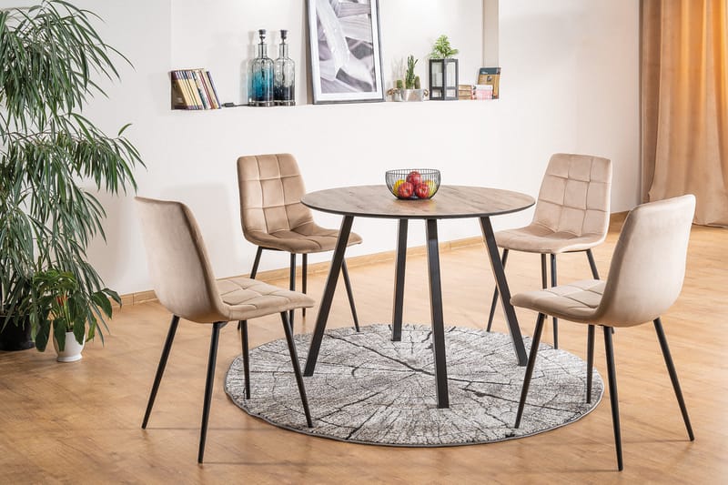 Spisestol Avliza - Fløyel/Beige/Svart - Møbler - Stoler - Spisestuestoler & kjøkkenstoler