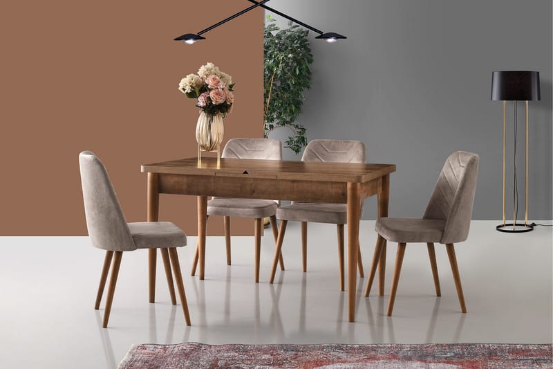 Spisestol Tirpsa - Valnøtt/Beige - Møbler - Stoler - Spisestuestoler & kjøkkenstoler