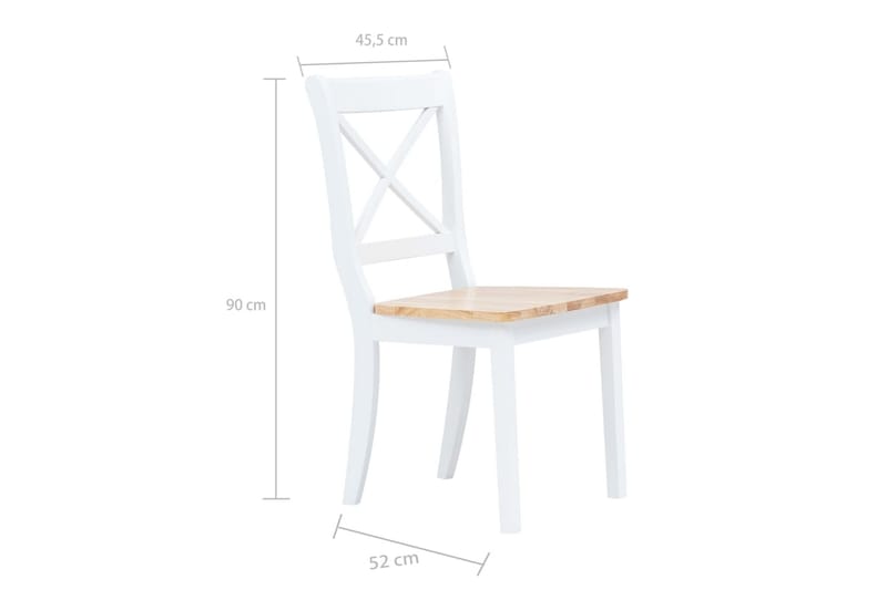 Spisestoler 2 stk hvit og lys heltre gummitre - Spisestuestoler & kjøkkenstoler - Karmstol