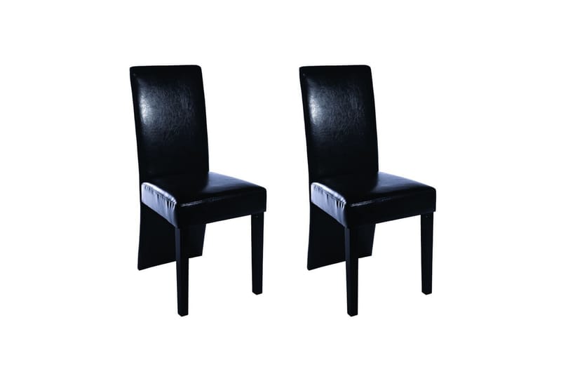Spisestoler 2 stk svart kunstig skinn - Svart - Spisestuestoler & kjøkkenstoler - Karmstol