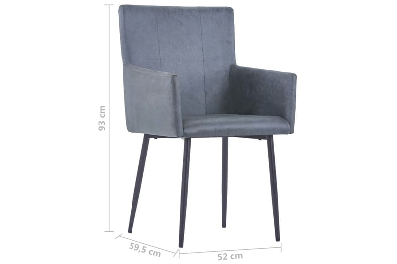 Spisestoler med armlener 2 stk grå kunstig semsket skinn - Grå - Spisestuestoler & kjøkkenstoler - Karmstol