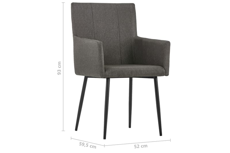 Spisestoler med armlener 2 stk gråbrun stoff - Brun - Spisestuestoler & kjøkkenstoler - Karmstol