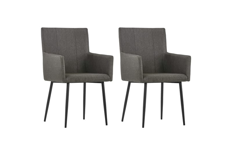 Spisestoler med armlener 2 stk gråbrun stoff - Brun - Spisestuestoler & kjøkkenstoler - Karmstol