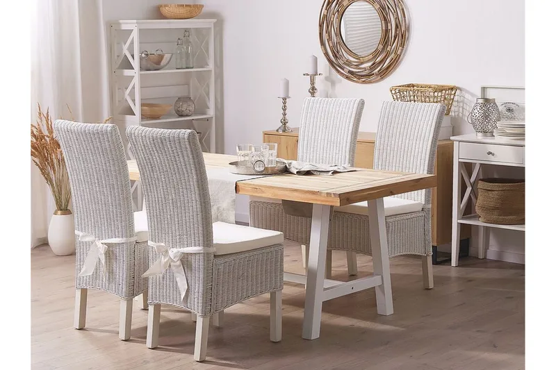 Truxall Rottingstol 2-pk - Hvit - Møbler - Stoler - Spisestuestoler & kjøkkenstoler