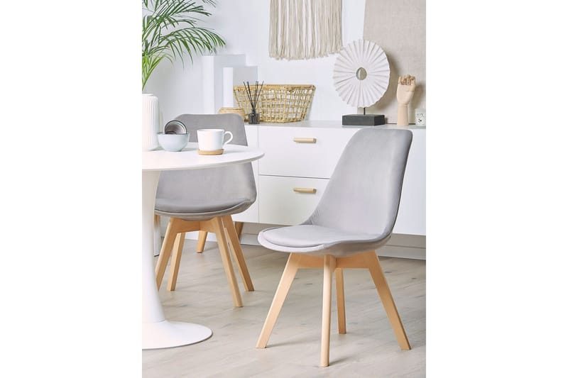 Tulunda II Fløyelsstol 2-pk - Grå - Møbler - Stoler - Spisestuestoler & kjøkkenstoler