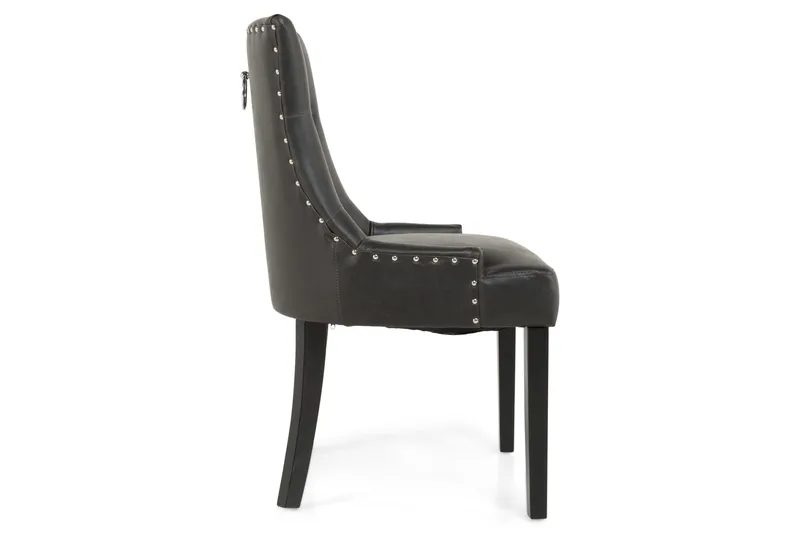 Tuva Spisestol & Kjøkkenstol i Kunstskinn med Treben - Svart - Møbler - Stoler - Spisestuestoler & kjøkkenstoler