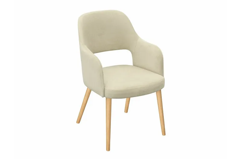 Uptown Spisestol i Stoff med Trebein, Lys Beige