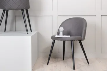 Velvet Stitches Spisestol - Grå/Sort - Møbler - Stoler - Spisestuestoler & kjøkkenstoler