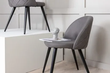 Velvet Stitches Spisestol - Grå/Sort - Møbler - Stoler - Spisestuestoler & kjøkkenstoler